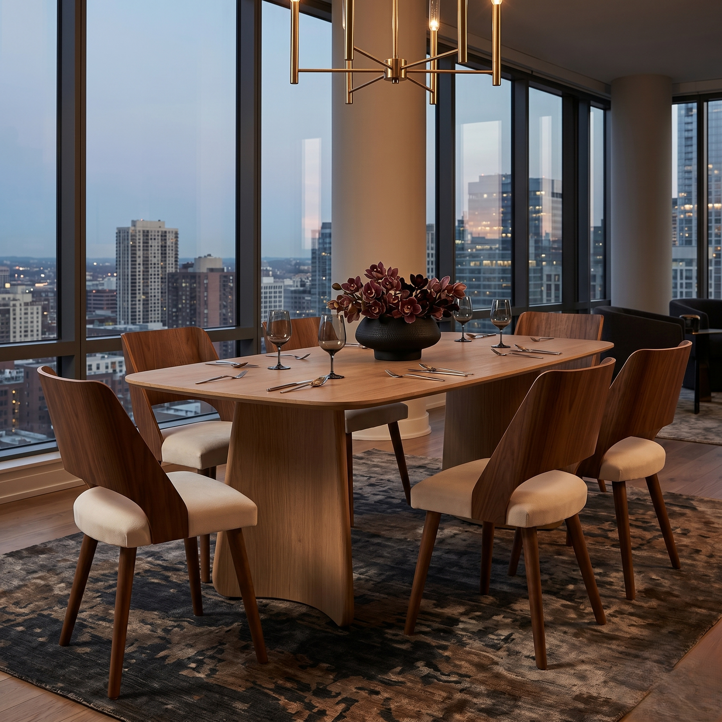 Mesa de Jantar Michele Tampo Reto Melamínico