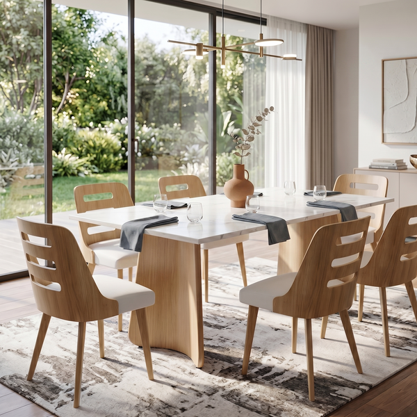 Mesa de Jantar Michele Tampo Reto com Vidro
