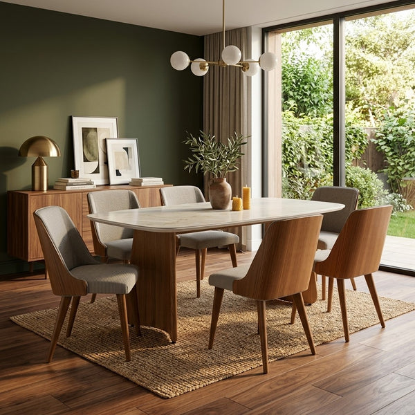 Mesa de Jantar Michele Tampo Reto com Vidro