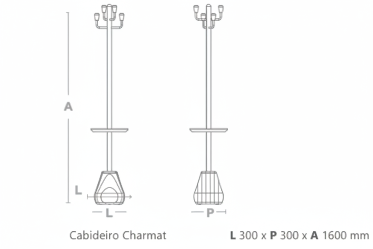 Cabideiro Charmat - Desenho Técnico
