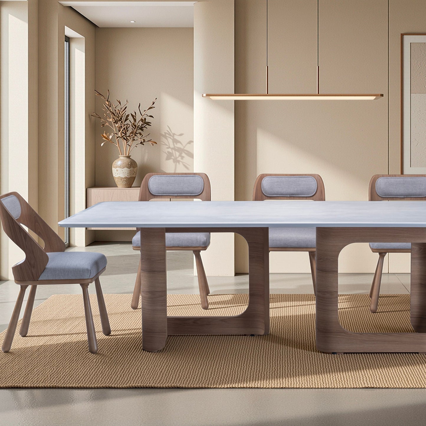 Mesa De Jantar Edna Tampo Reto Com Vidro