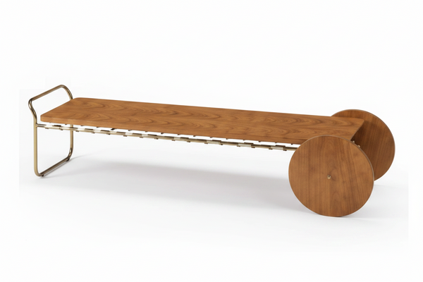 Mesa de Centro Malbec Champagne com Metal Dourado
