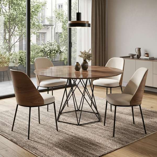 Mesa De Jantar Samara Redonda Com Vidro